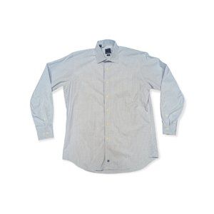 David Donahue Trim Fit Men's 17 34/35 Checkered Button Up Long Sleeve Shirt 2